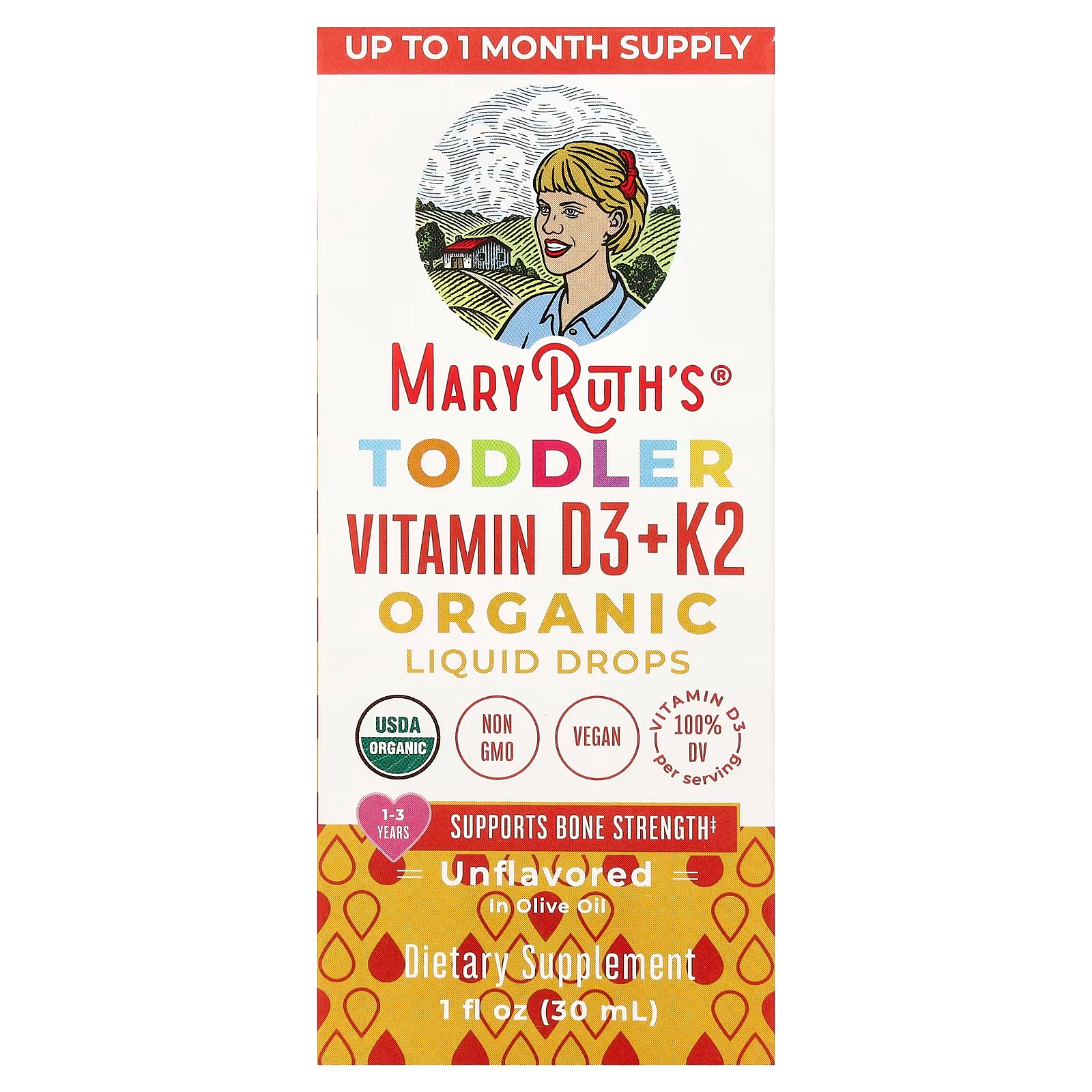 MARYRUTH ORGANICS VITAMINA D3 + K2 LÍQUIDA, 30 ML (GOTERO)