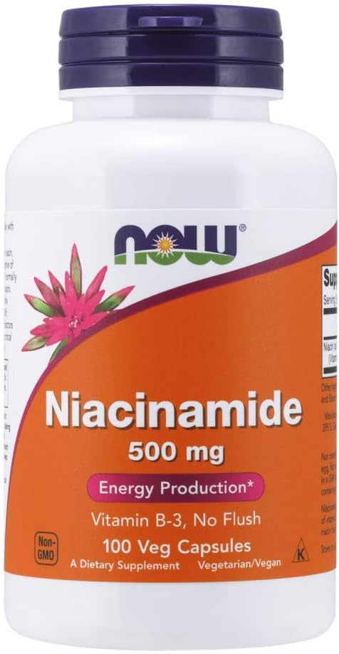 NOW FOODS NIACINAMIDA 500 MG, 100 CÁPSULAS VEGETALES