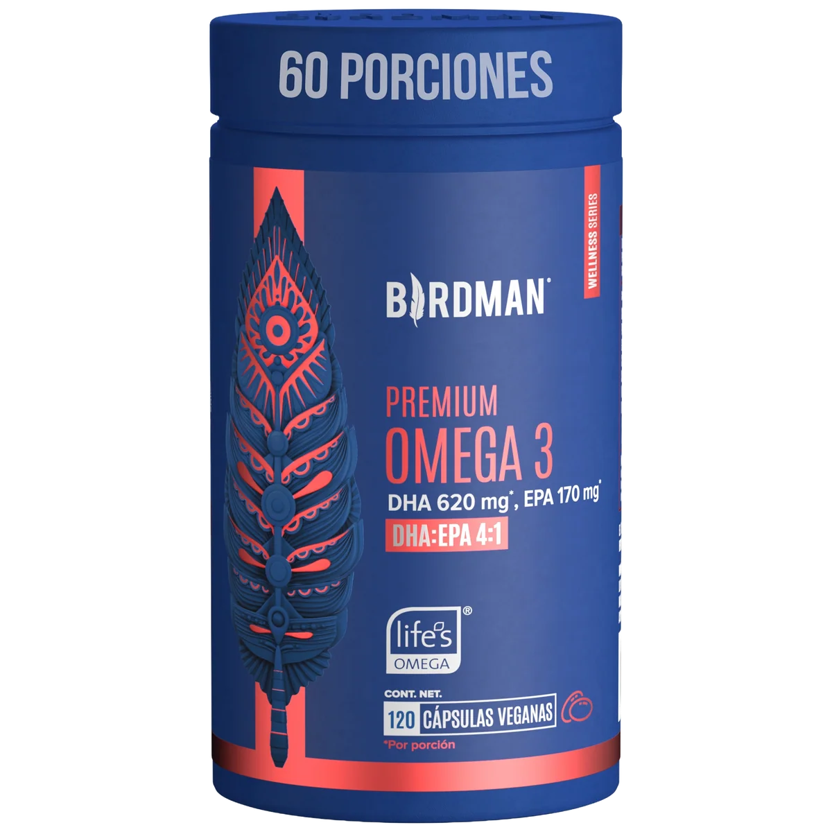BIRDMAN PREMIUM OMEGA 3 VEGANO, 120 CÁPSULAS