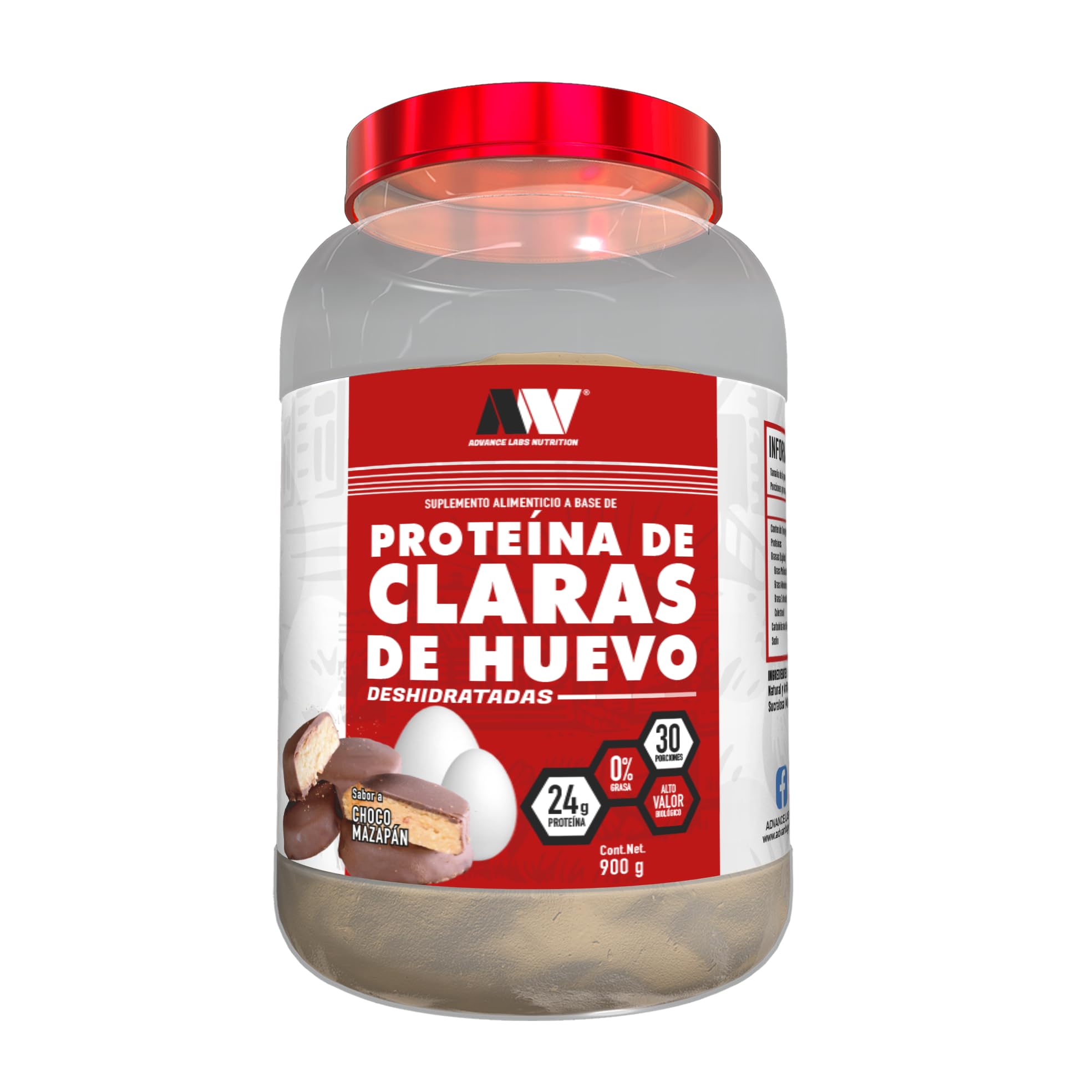 ADVANCE NUTRITION CLARAS DE HUEVO CHOCO MAZAPÁN, 900 G (30 SERVICIOS)