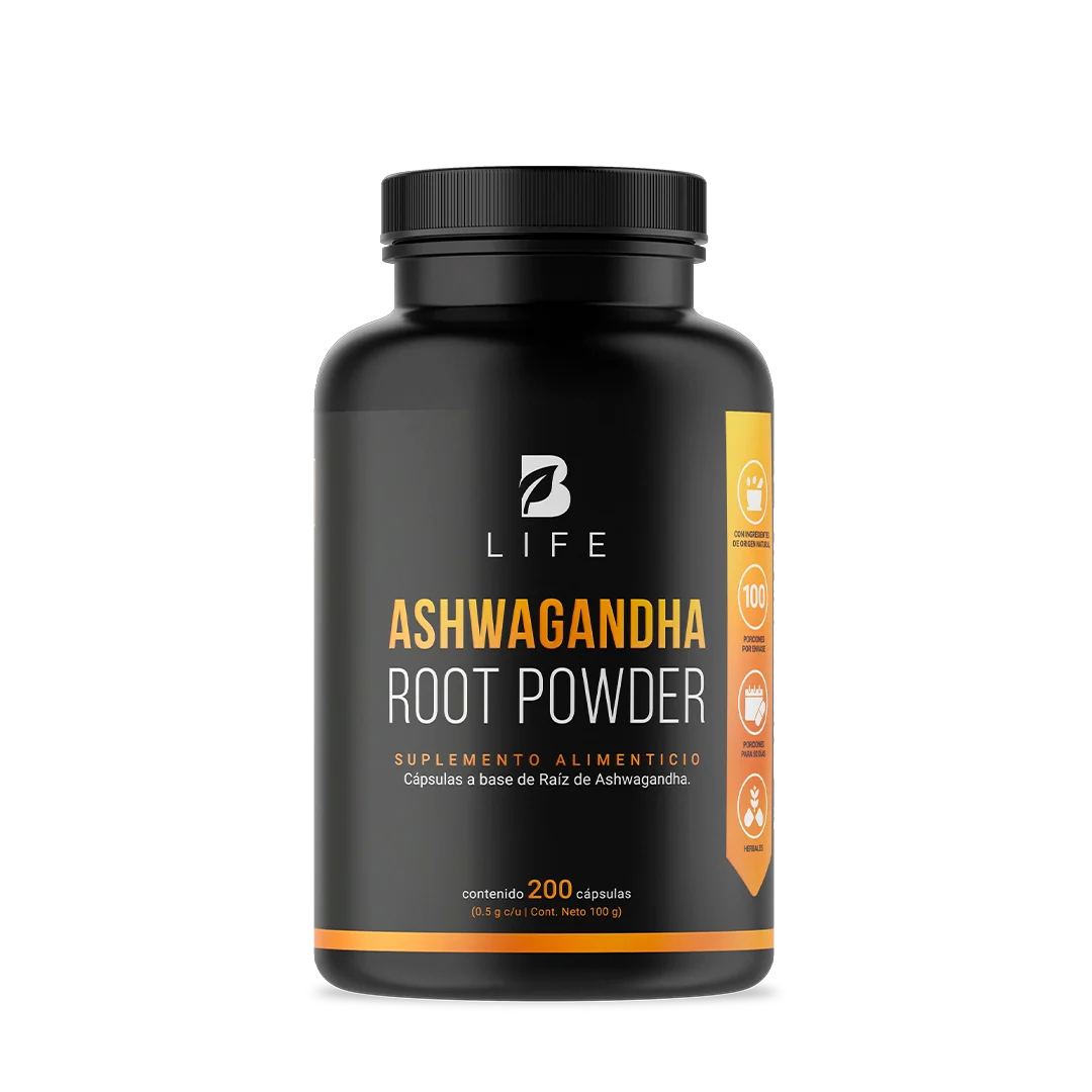 B-LIFE ASHWAGANDHA ROOT POWDER, 200 CÁPSULAS