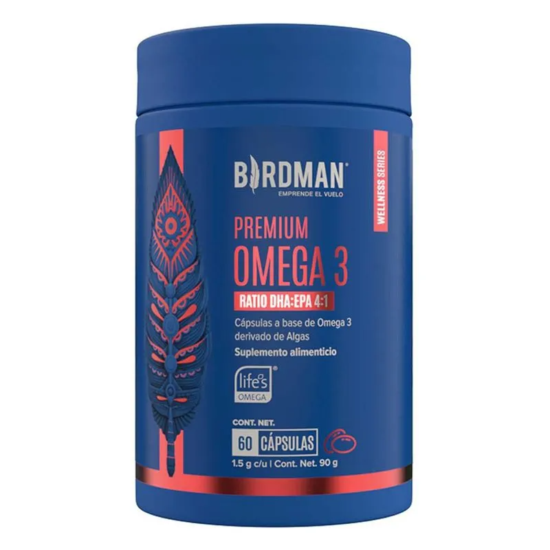 BIRDMAN PREMIUM OMEGA 3 VEGANO, 60 CÁPSULAS