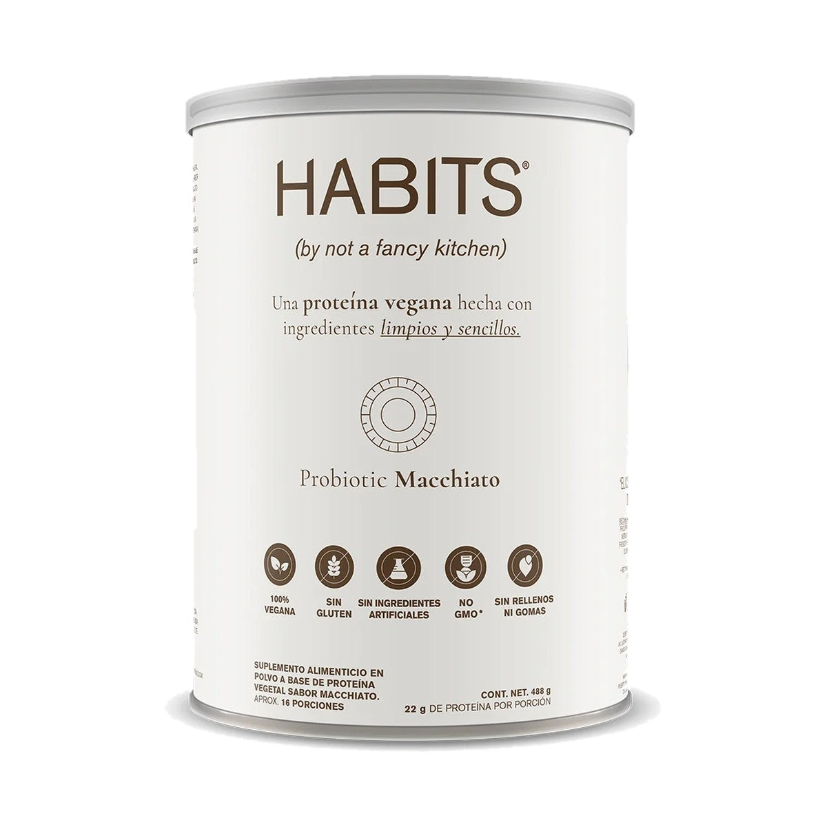Habits Proteína Vegetal Probióticos Macchiato, 488 g (16 servicios)