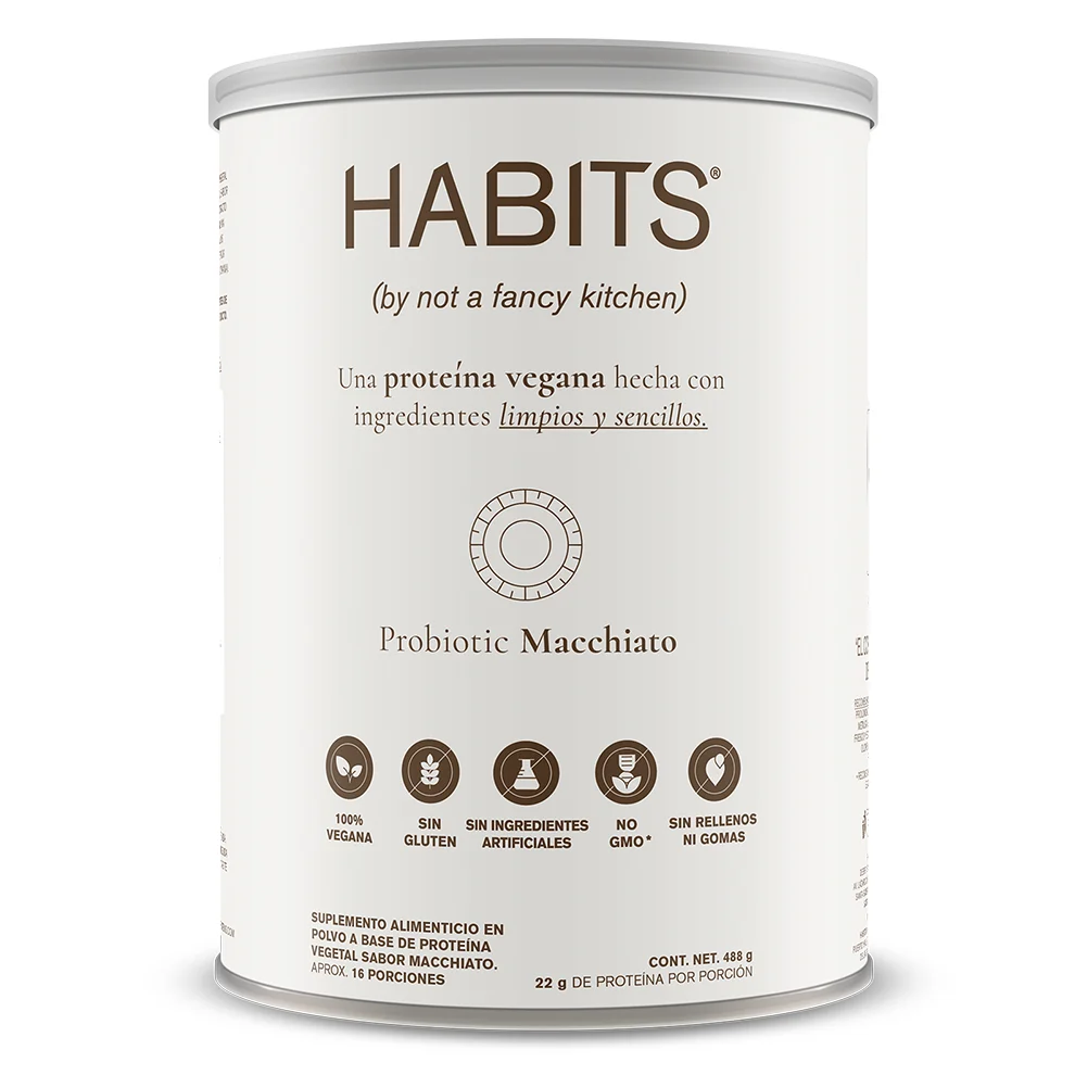 HABITS PROTEÍNA VEGETAL PROBIÓTICOS MACCHIATO, 488 G (16 SERVICIOS)