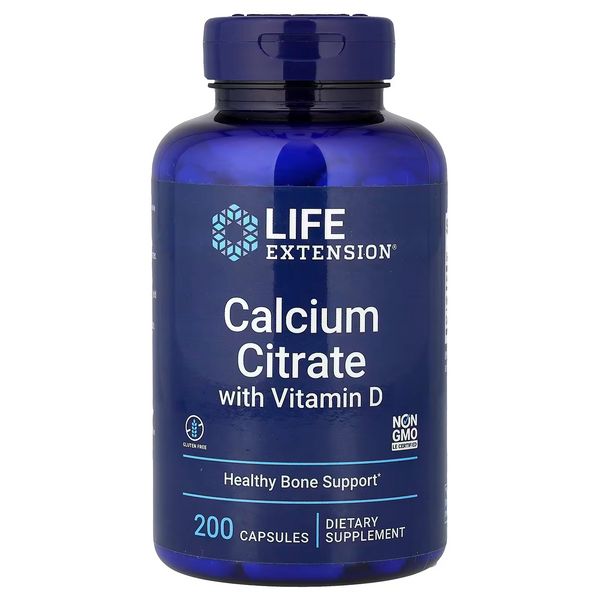 LIFE EXTENSION CITRATO DE CALCIO CON VITAMINA D, 200 CÁPSULAS