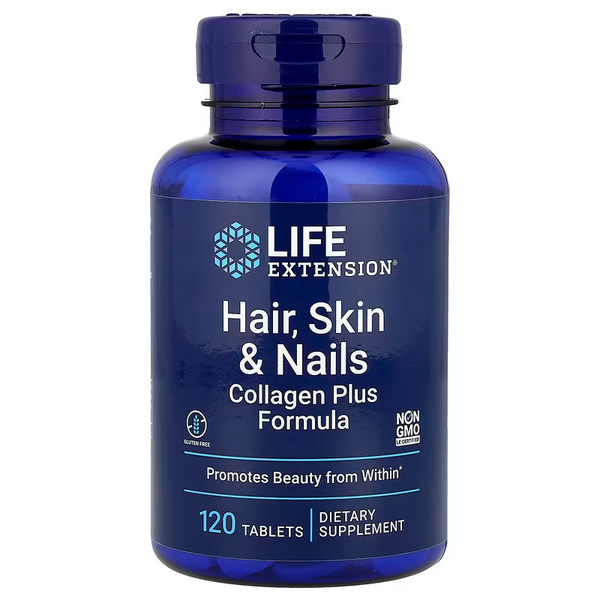 LIFE EXTENSION FÓRMULA DE COLÁGENO PLUS PARA CABELLO, PIEL Y UÑAS, 120 CÁPSULAS
