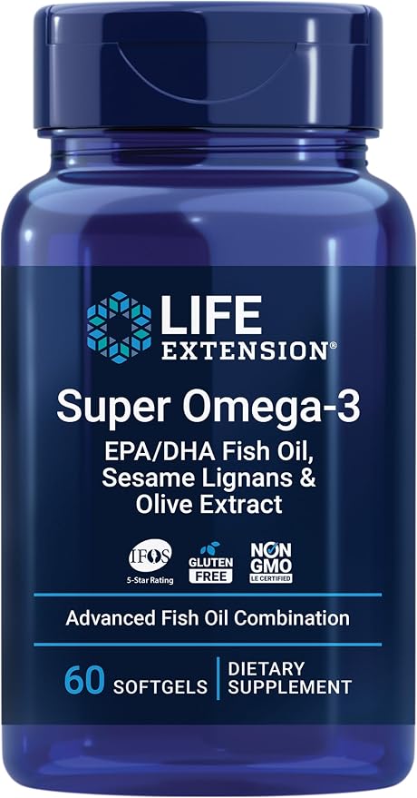 LIFE EXTENSION SUPER OMEGA-3 EPA, ACEITE DE PESCADO DHA, 60 CÁPSULAS BLANDAS