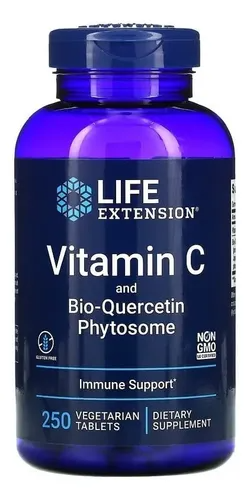 LIFE EXTENSION VITAMINA C 1000 MG Y BIO-QUERCETINA FITOSOMA, 250 COMPRIMIDOS