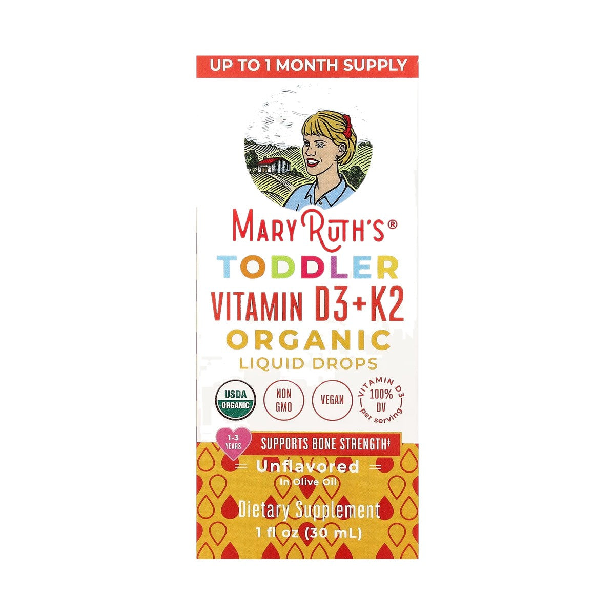 MARYRUTH ORGANICS VITAMINA D3 + K2 LÍQUIDA, 30 ML (GOTERO)