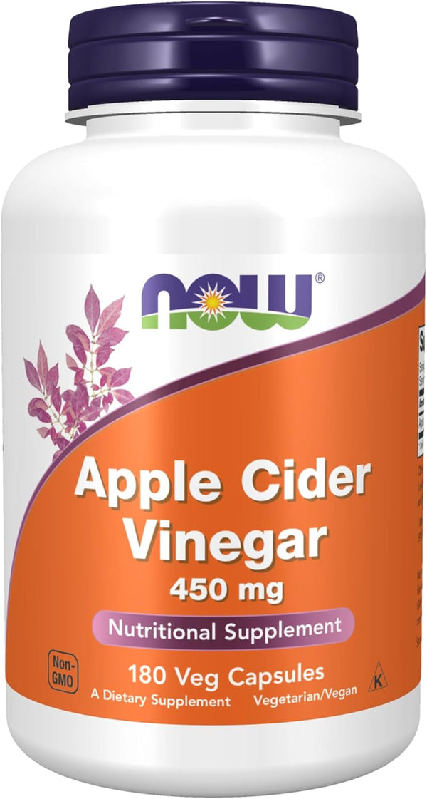 NOW FOODS APPLE CIDER VINEGAR 450 MG, 180 CÁPSULAS