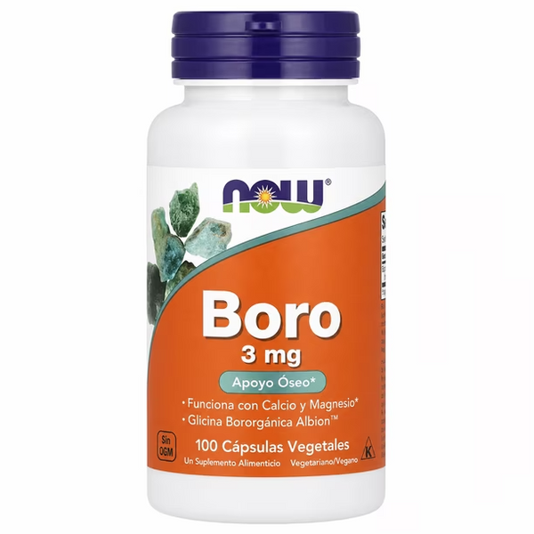 NOW FOODS BORON 3 MG, 100 CÁPSULAS VEGETALES
