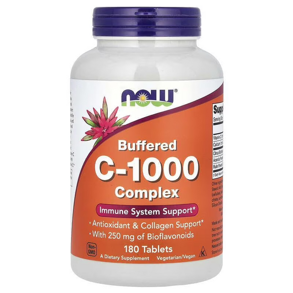 NOW FOODS BUFFERED C-1000 COMPLEX, 180 TABLETAS