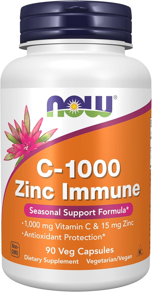 NOW FOODS C-1000 & ZINC IMMUNE, 90 CÁPSULAS VEGETALES