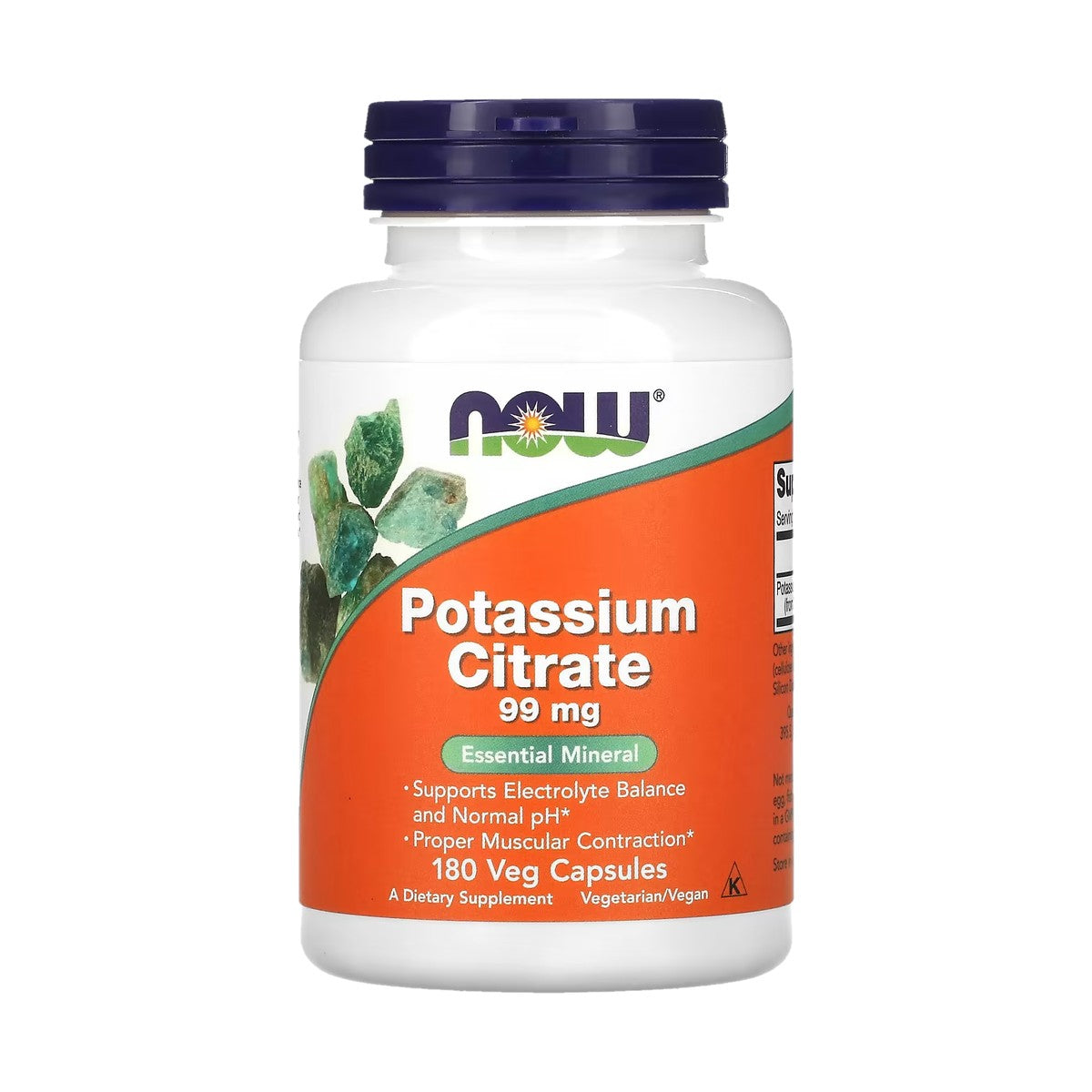 NOW FOODS POTASSIUM CITRATE 99 MG, 180 CÁPSULAS VEGETALES