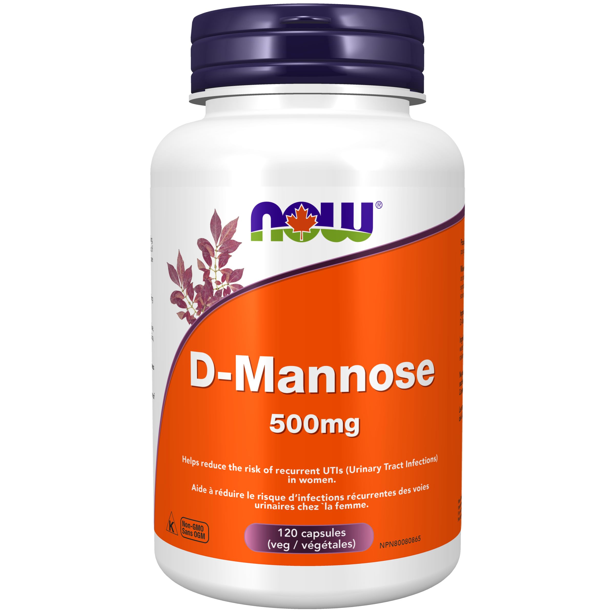 NOW FOODS D-MANNOSE 500 MG, 120 CÁPSULAS VEGETALES