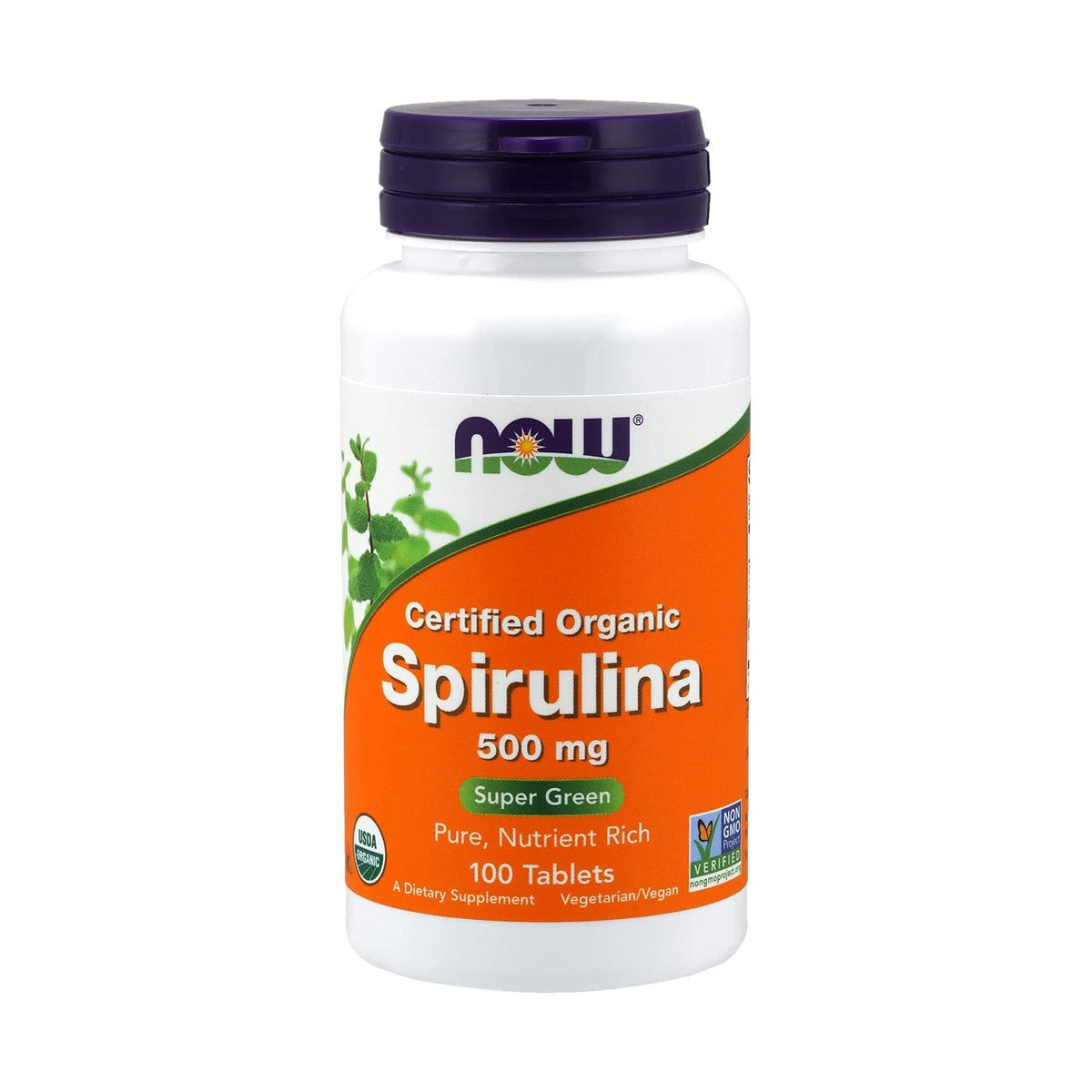 NOW FOODS ESPIRULINA 500 MG, 100 TABLETAS