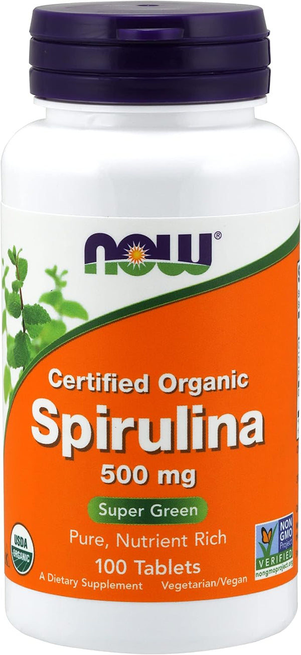 NOW FOODS ESPIRULINA 500 MG, 100 TABLETAS