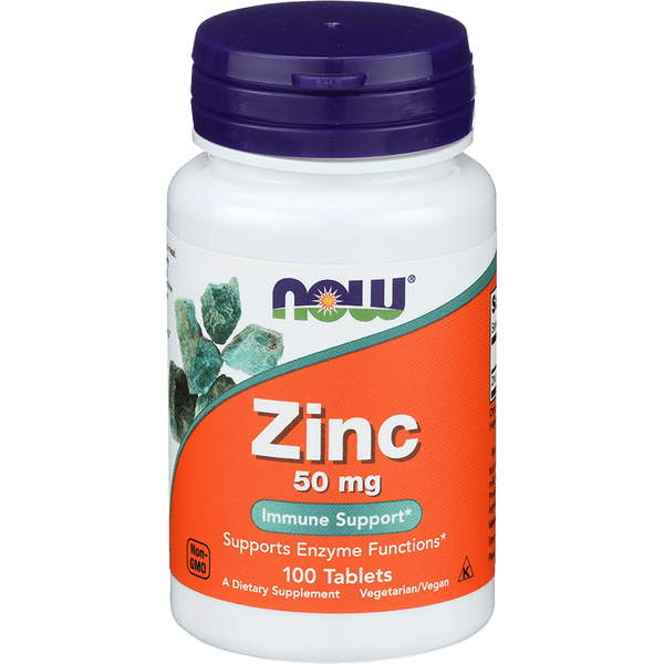 NOW FOODS GLUCONATO DE ZINC 50 MG, 100 COMPRIMIDOS
