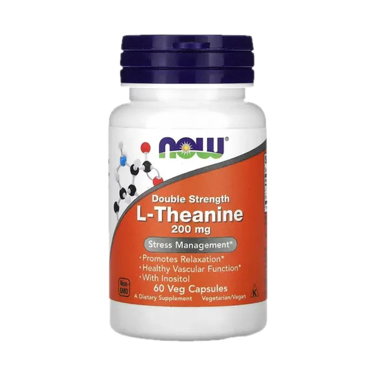 NOW FOODS L-TEANINA DOBLE CONCENTRACIÓN 200 MG, 60 CÁPSULAS VEGETALES