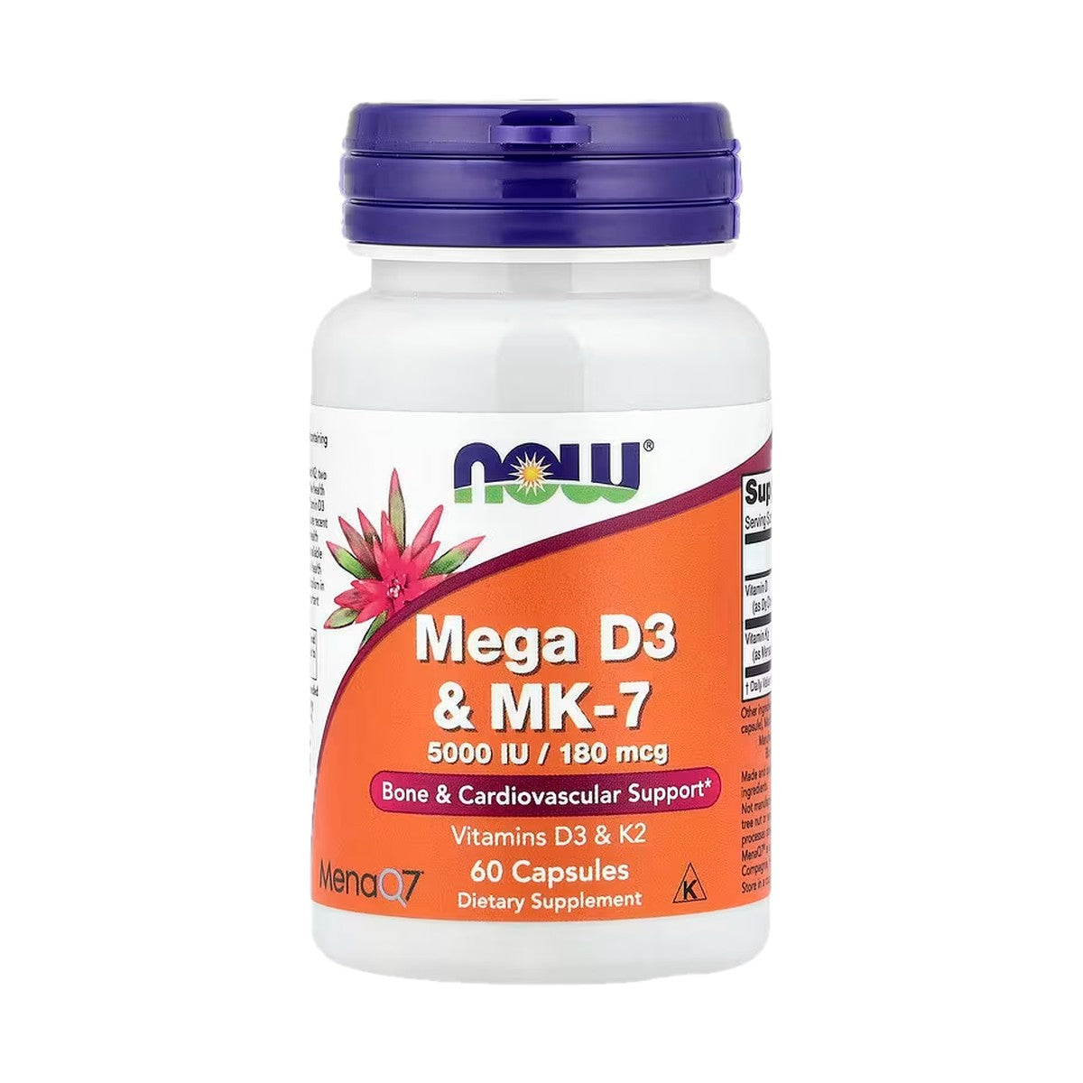 NOW Foods Mega D-3 & MK-7, 60 cápsulas vegetales