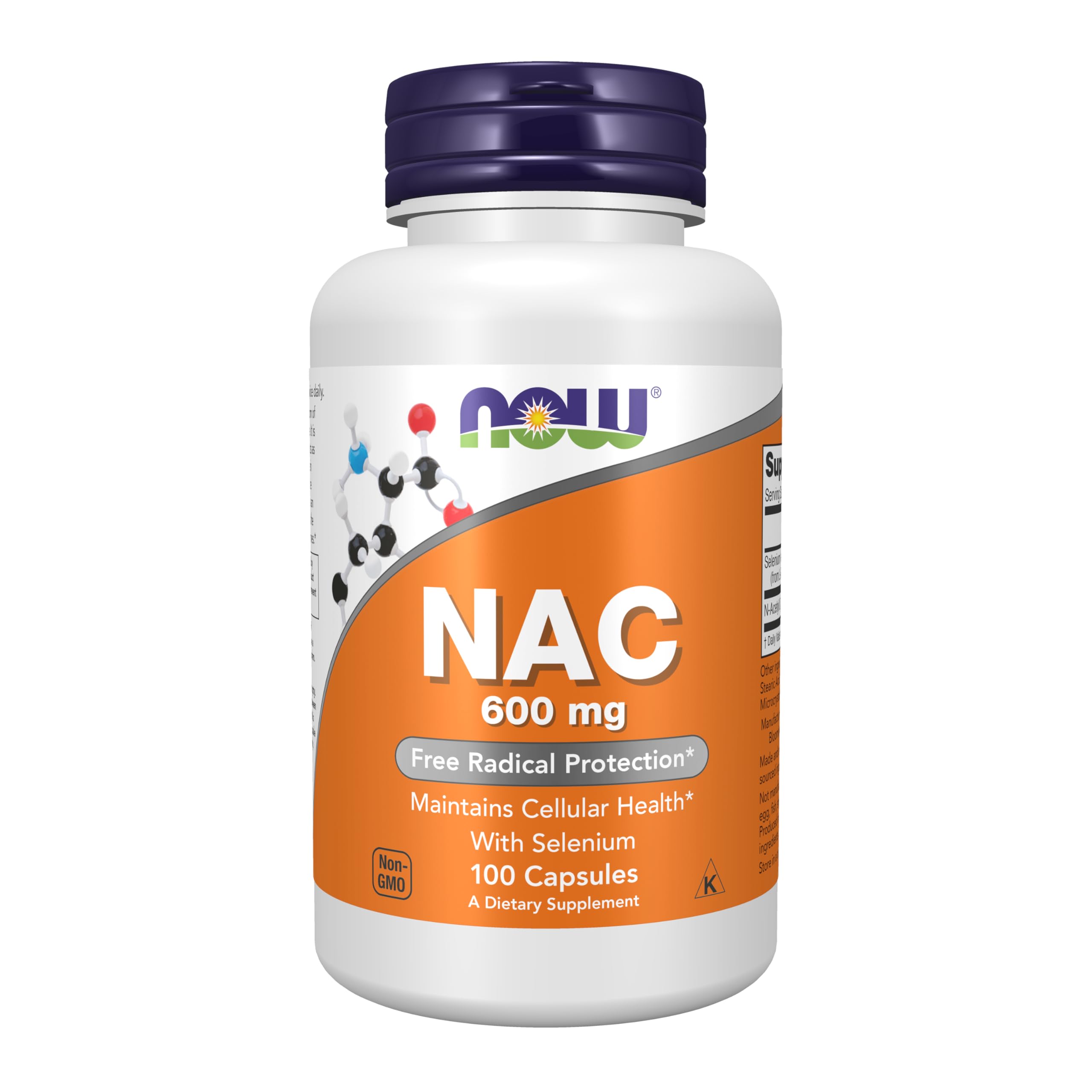 NOW FOODS NAC 600 MG CON SELENIO Y MOLIBDENO, 100 CÁPSULAS VEGETALES