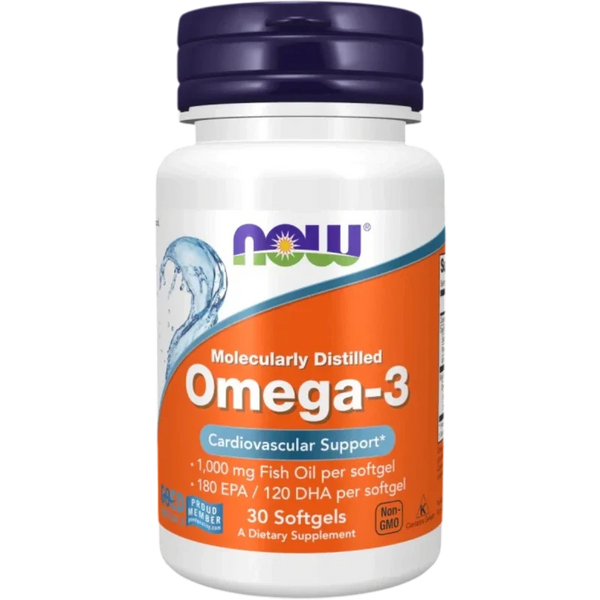 NOW FOODS OMEGA-3 DESTILADO MOLECULARMENTE, 30 CÁPSULAS BLANDAS