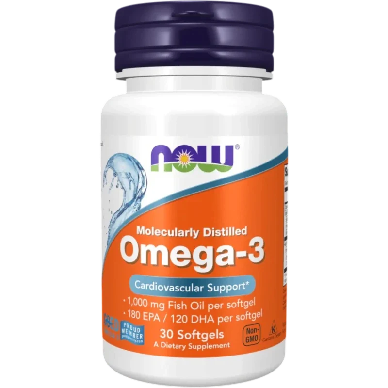 NOW FOODS OMEGA-3 DESTILADO MOLECULARMENTE, 30 CÁPSULAS BLANDAS