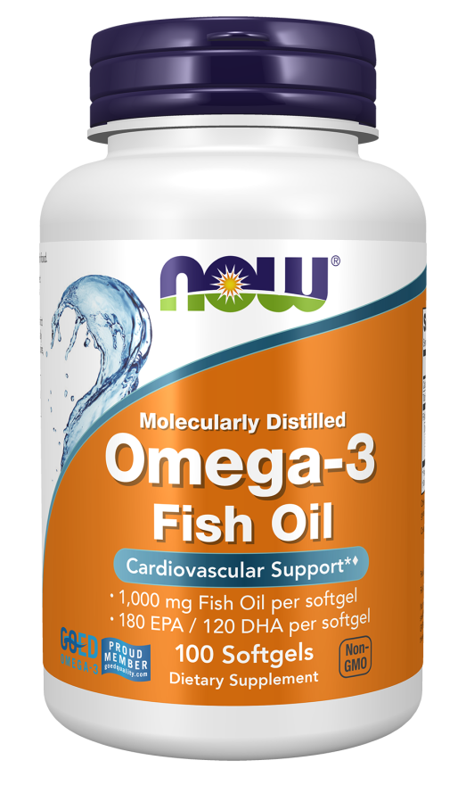 NOW FOODS OMEGA-3 FISH OIL 1,000 MG (180), 100 CÁPSULAS BLANDAS