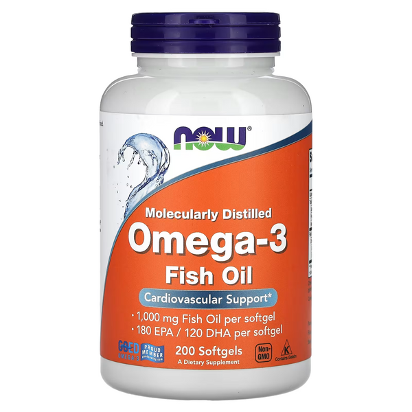 NOW FOODS OMEGA-3 FISH OIL, 200 CÁPSULAS BLANDAS
