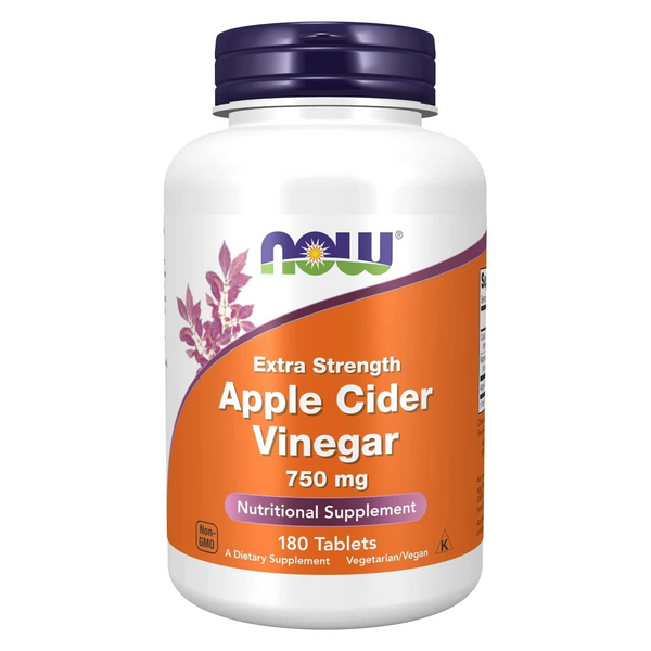 NOW FOODS VINAGRE DE SIDRA DE MANZANA 750 MG, 180 COMPRIMIDOS