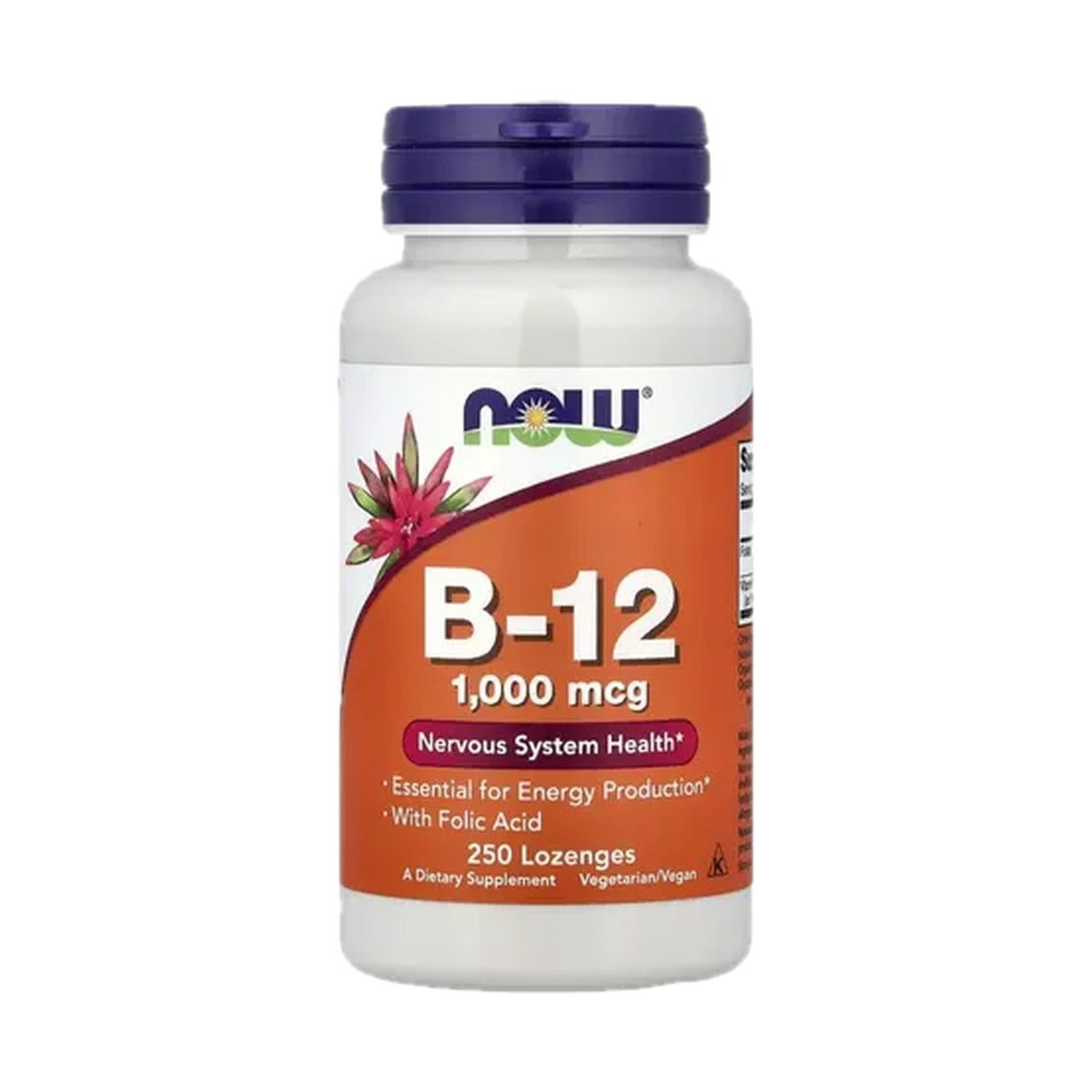 NOW FOODS VITAMINA B12 1000 MCG, 250 PASTILLAS MASTICABLES