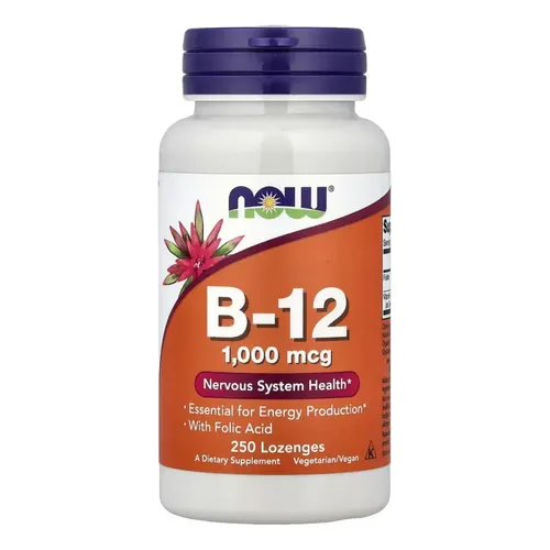 NOW FOODS VITAMINA B12 1000 MCG, 250 PASTILLAS MASTICABLES