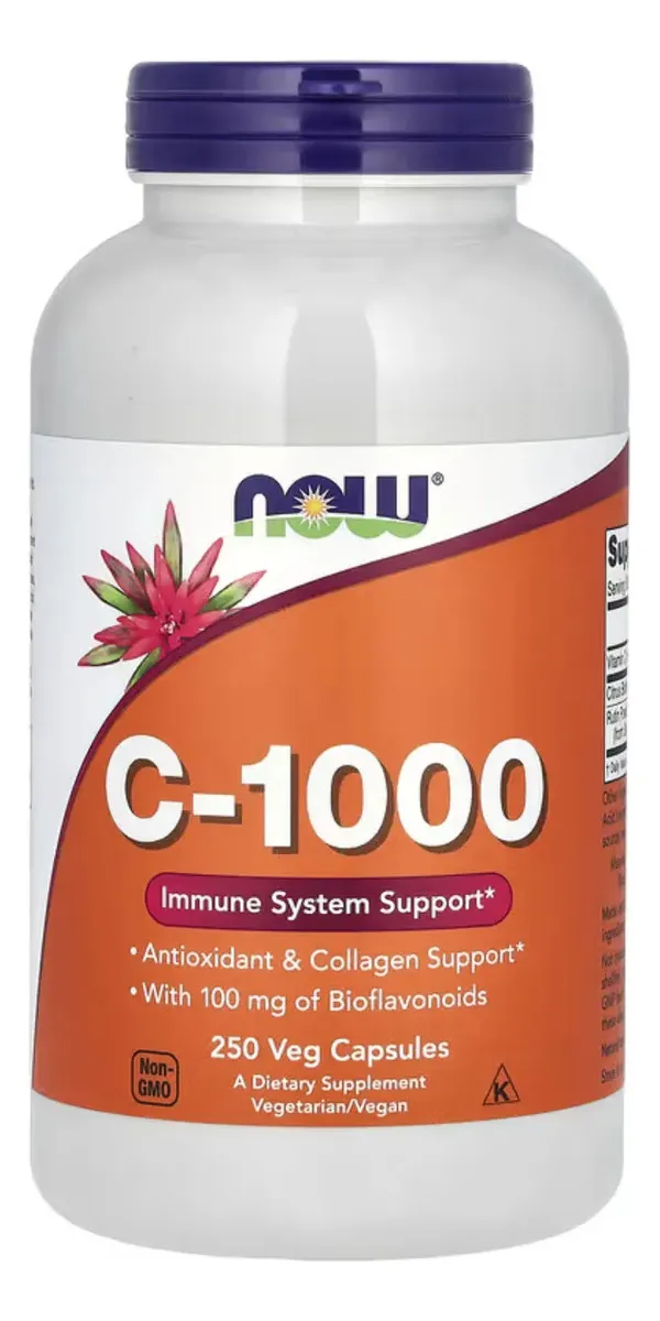 NOW FOODS VITAMINA C-1000, 250 CÁPSULAS VEGETALES