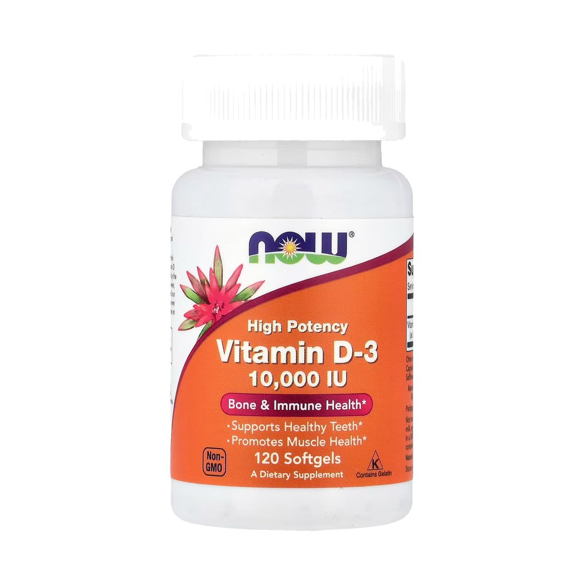 NOW FOODS VITAMINA D-3 10,000 UI, 120 CÁPSULAS BLANDAS