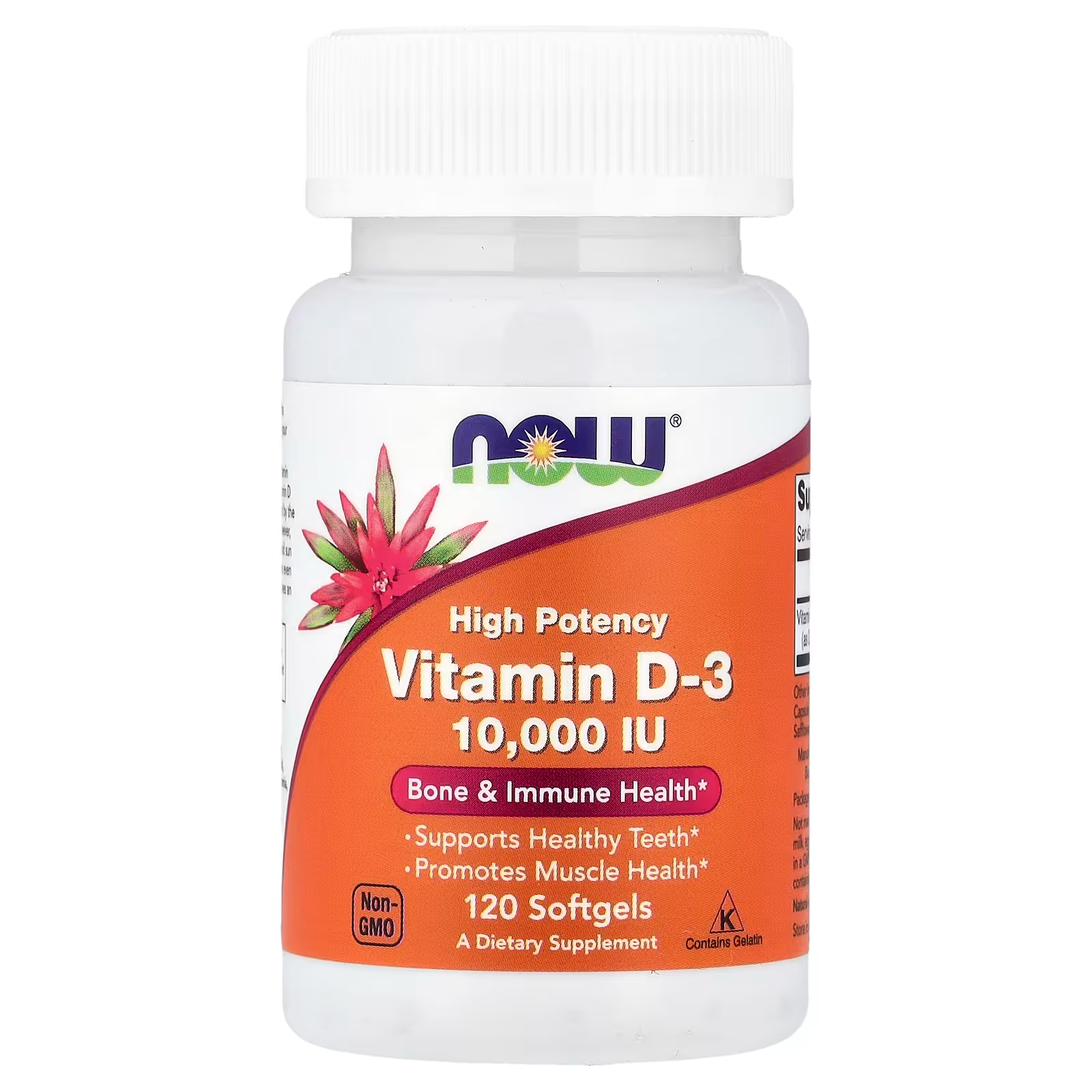 NOW FOODS VITAMINA D-3 10,000 UI, 120 CÁPSULAS BLANDAS