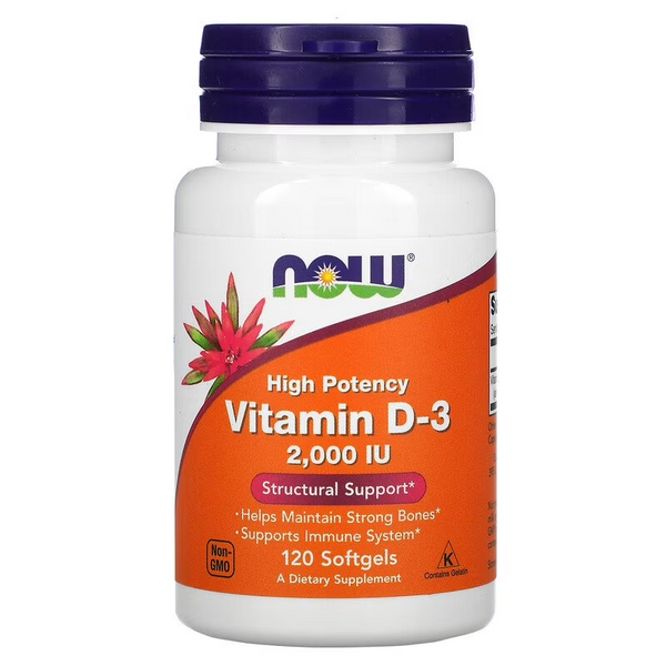 NOW FOODS VITAMINA D3 2000 UI, 120 CÁPSULAS BLANDAS