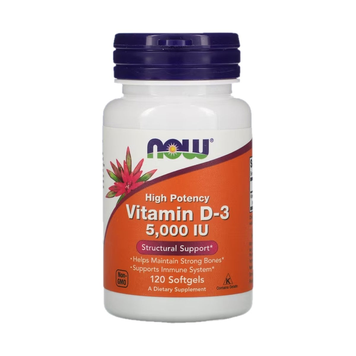 NOW FOODS VITAMINA D-3 5000 UI, CÁPSULAS BLANDAS